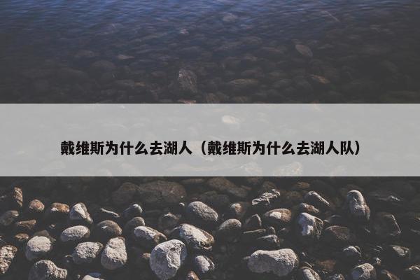 戴维斯为什么去湖人（戴维斯为什么去湖人队）