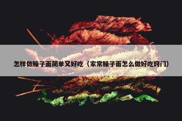 怎样做臊子面简单又好吃（家常臊子面怎么做好吃窍门）