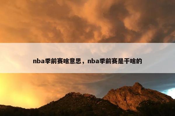 nba季前赛啥意思，nba季前赛是干啥的