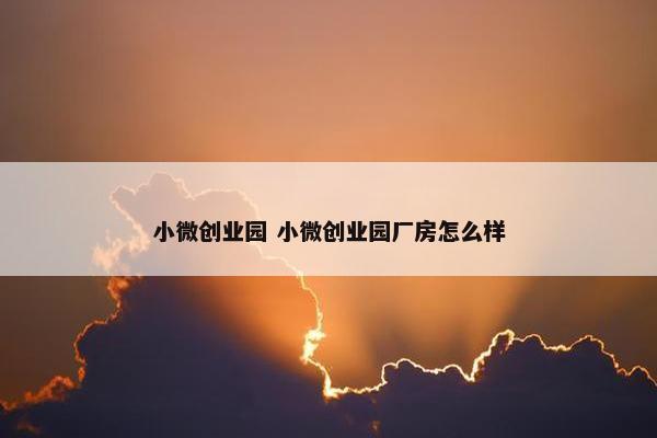 小微创业园 小微创业园厂房怎么样