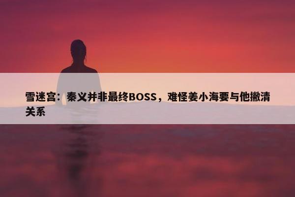 雪迷宫：秦义并非最终BOSS，难怪姜小海要与他撇清关系