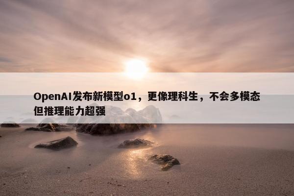 OpenAI发布新模型o1，更像理科生，不会多模态但推理能力超强