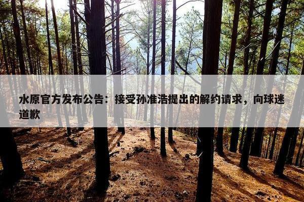 水原官方发布公告：接受孙准浩提出的解约请求，向球迷道歉