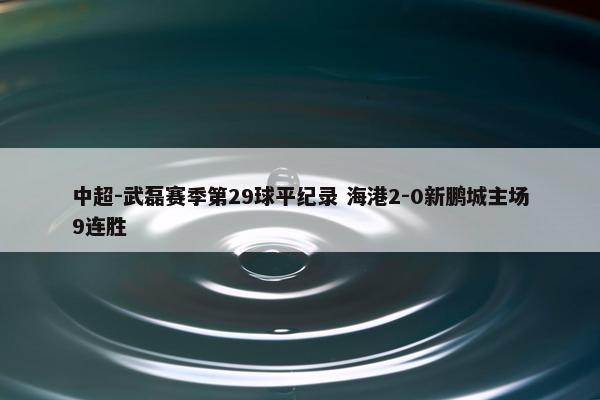 中超-武磊赛季第29球平纪录 海港2-0新鹏城主场9连胜