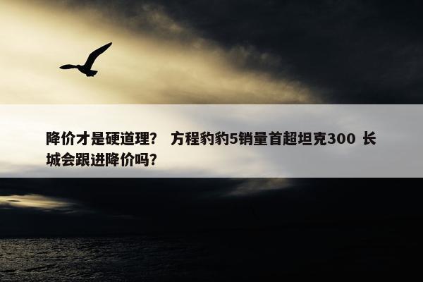 降价才是硬道理？ 方程豹豹5销量首超坦克300 长城会跟进降价吗？