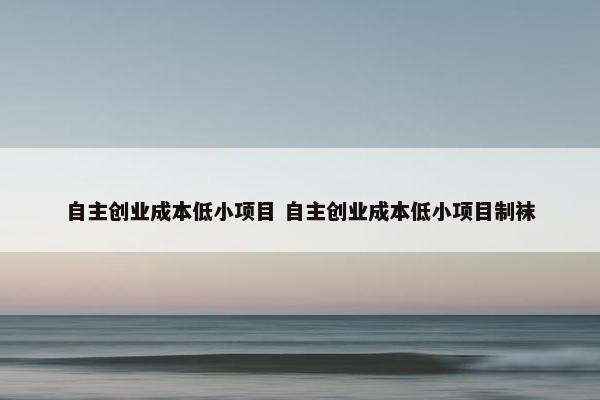 自主创业成本低小项目 自主创业成本低小项目制袜