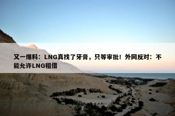 又一爆料：LNG真找了牙膏，只等审批！外网反对：不能允许LNG租借