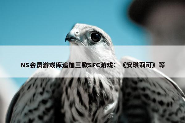 NS会员游戏库追加三款SFC游戏：《安琪莉可》等