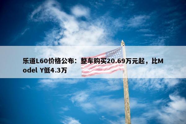 乐道L60价格公布：整车购买20.69万元起，比Model Y低4.3万