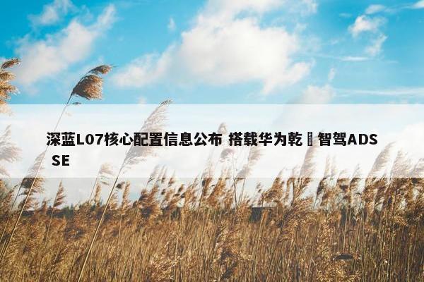 深蓝L07核心配置信息公布 搭载华为乾崑智驾ADS SE