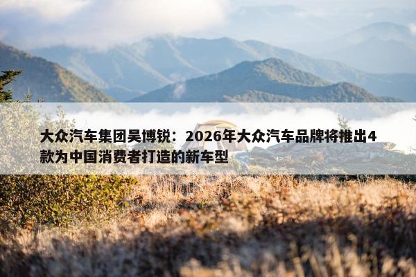 大众汽车集团吴博锐：2026年大众汽车品牌将推出4款为中国消费者打造的新车型