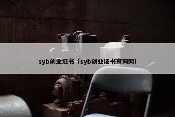 syb创业证书（syb创业证书查询网）