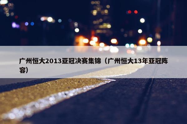 广州恒大2013亚冠决赛集锦（广州恒大13年亚冠阵容）