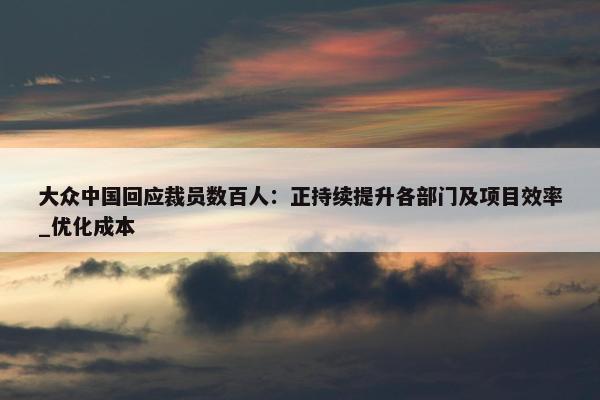 大众中国回应裁员数百人：正持续提升各部门及项目效率_优化成本