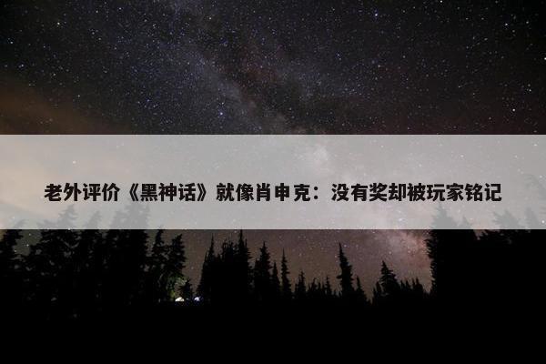 老外评价《黑神话》就像肖申克：没有奖却被玩家铭记