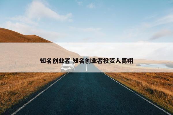 知名创业者 知名创业者投资人高翔