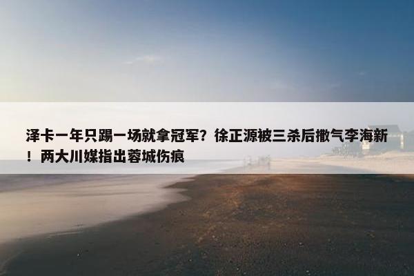 泽卡一年只踢一场就拿冠军？徐正源被三杀后撒气李海新！两大川媒指出蓉城伤痕