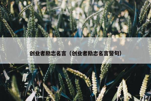 创业者励志名言（创业者励志名言警句）