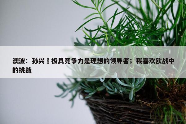 澳波：孙兴慜极具竞争力是理想的领导者；我喜欢欧战中的挑战