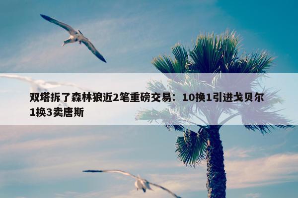 双塔拆了森林狼近2笔重磅交易：10换1引进戈贝尔 1换3卖唐斯