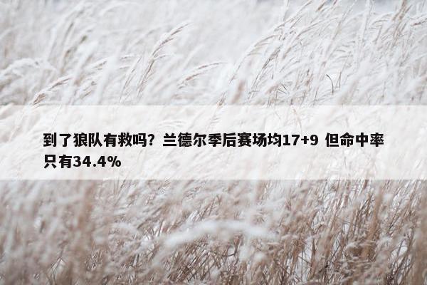 到了狼队有救吗？兰德尔季后赛场均17+9 但命中率只有34.4%