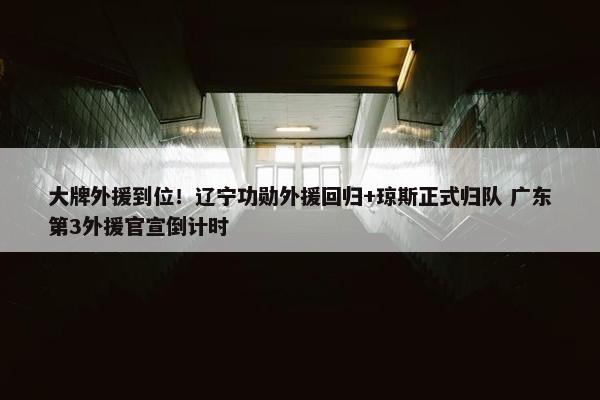 大牌外援到位！辽宁功勋外援回归+琼斯正式归队 广东第3外援官宣倒计时