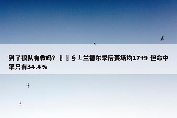 到了狼队有救吗？🧱兰德尔季后赛场均17+9 但命中率只有34.4%