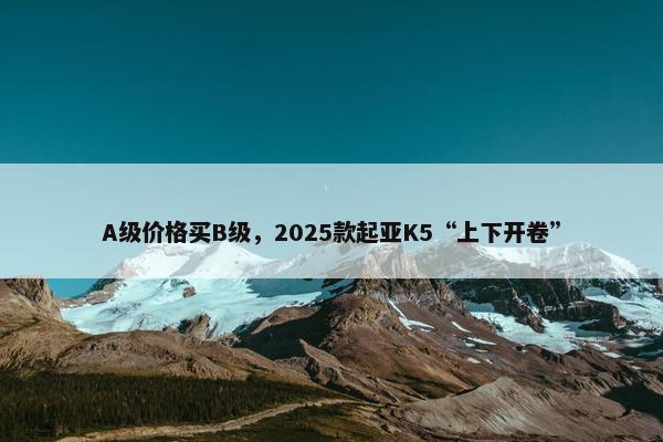 A级价格买B级，2025款起亚K5“上下开卷”