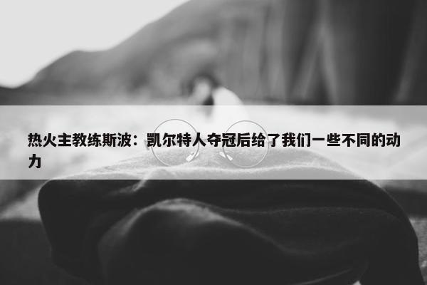 热火主教练斯波：凯尔特人夺冠后给了我们一些不同的动力