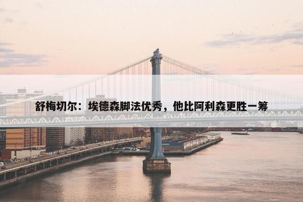 舒梅切尔：埃德森脚法优秀，他比阿利森更胜一筹