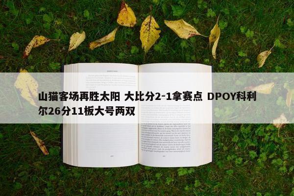 山猫客场再胜太阳 大比分2-1拿赛点 DPOY科利尔26分11板大号两双