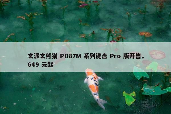 玄派玄熊猫 PD87M 系列键盘 Pro 版开售，649 元起