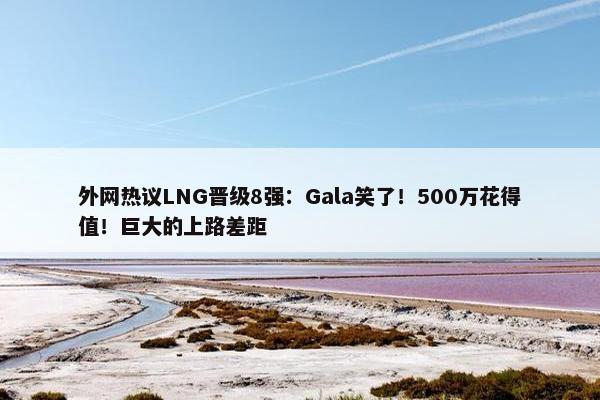 外网热议LNG晋级8强：Gala笑了！500万花得值！巨大的上路差距