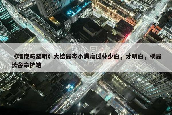 《暗夜与黎明》大结局岑小满赢过林少白，才明白，杨局长舍命护她