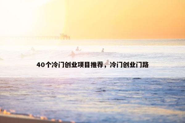 40个冷门创业项目推荐，冷门创业门路