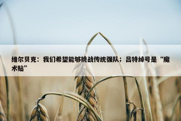 维尔贝克：我们希望能够挑战传统强队；吕特绰号是“魔术贴”