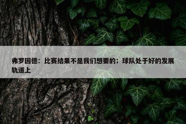 弗罗因德：比赛结果不是我们想要的；球队处于好的发展轨道上