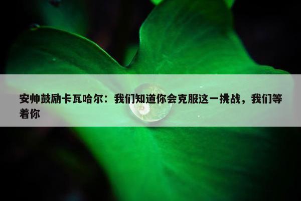 安帅鼓励卡瓦哈尔：我们知道你会克服这一挑战，我们等着你