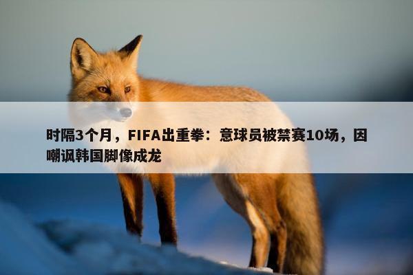 时隔3个月，FIFA出重拳：意球员被禁赛10场，因嘲讽韩国脚像成龙