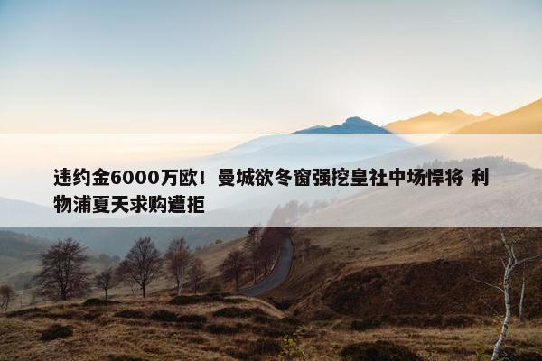 违约金6000万欧！曼城欲冬窗强挖皇社中场悍将 利物浦夏天求购遭拒