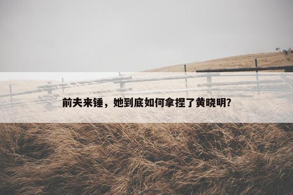 前夫来锤，她到底如何拿捏了黄晓明？