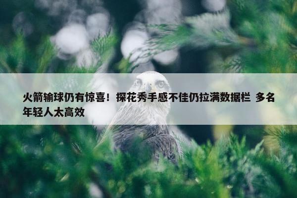 火箭输球仍有惊喜！探花秀手感不佳仍拉满数据栏 多名年轻人太高效