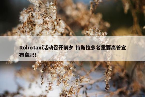 Robotaxi活动召开前夕 特斯拉多名重要高管宣布离职！