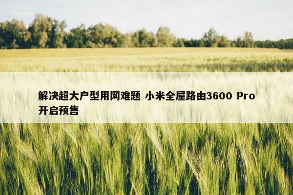 解决超大户型用网难题 小米全屋路由3600 Pro开启预售