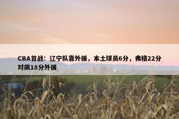 CBA首战：辽宁队靠外援，本土球员6分，弗格22分对飙18分外援