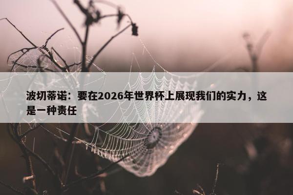 波切蒂诺：要在2026年世界杯上展现我们的实力，这是一种责任