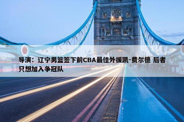 导演：辽宁男篮签下前CBA最佳外援凯-费尔德 后者只想加入争冠队