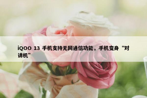 iQOO 13 手机支持无网通信功能，手机变身“对讲机”