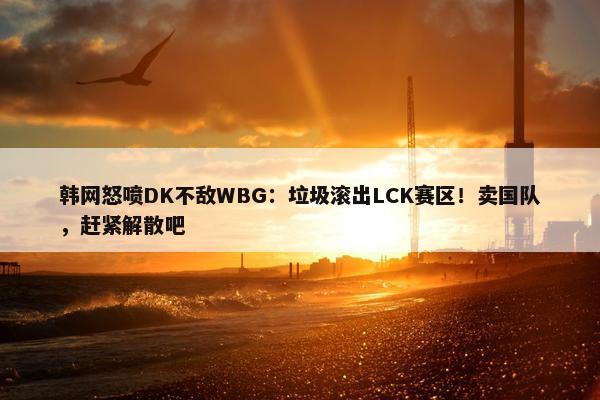 韩网怒喷DK不敌WBG：垃圾滚出LCK赛区！卖国队，赶紧解散吧