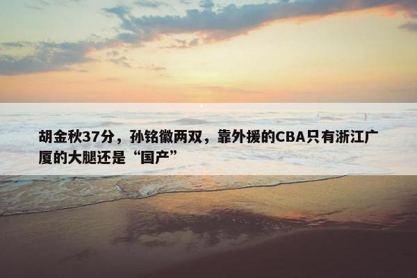 胡金秋37分，孙铭徽两双，靠外援的CBA只有浙江广厦的大腿还是“国产”